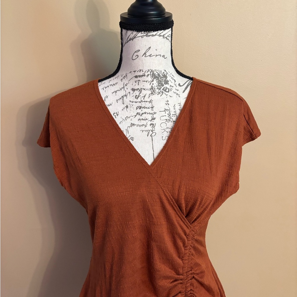 Max Studio Rutched Wrap Blouse - Picture 3 of 6